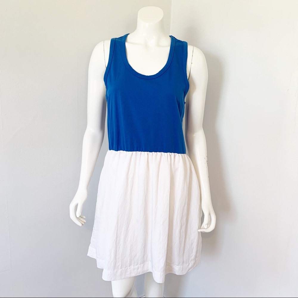 Orla Kiely Blue and White Tank Dress with Pockets